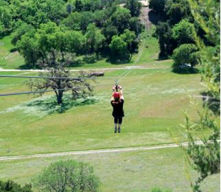 Riding the zip line.