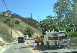 Traffic is down to one lane on River Road.