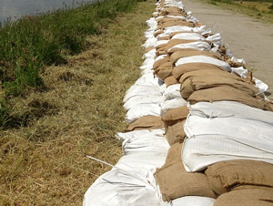 storm rain sandbags