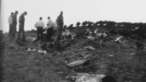 The scene on the Steinbeck Vineyard property where a B-26 bomber crashed on