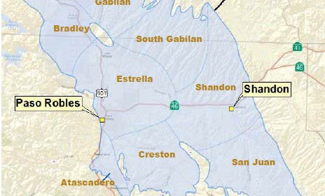 map of the Paso Robles Groundwater Basin