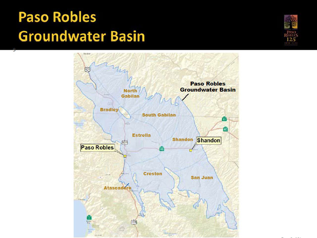 Map of Paso Robles Groundwater Basin.