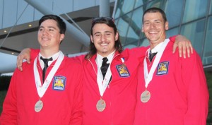 From the 2014 competition: Cuesta College’s Welding Fabrication Team stands with their gold medals; (left to right) Patrick Hickey, Tyler Grossi and Ryan May.
