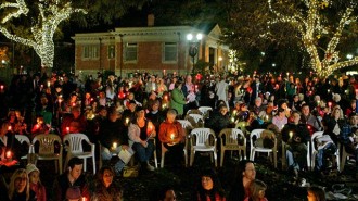 Christmas Tree lighting in downtown city park