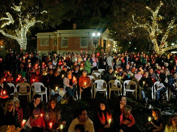 Christmas Tree lighting in downtown city park