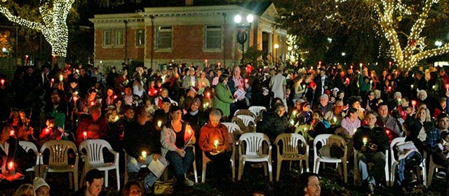 Christmas Tree lighting in downtown city park