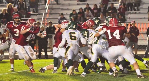 The Paso Robles Bearcats hosted the first round of the CIF Northern Division, Southern Section football playoffs on Friday night and handed the visiting Royal Highlanders a crushing 42-14 defeat. Photo by Meagan Friberg