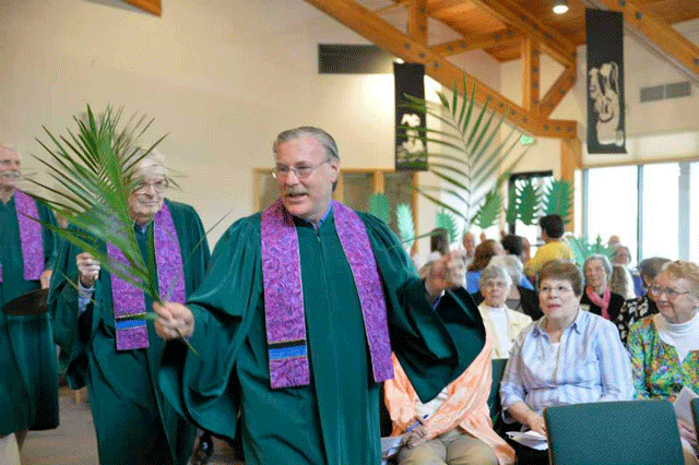Atascadero United Methodist Church choir members bring in the plams on Palm Sunday. On Sunday, March 29, the choir will present a cantata during the 10 a.m. service. Photo by Heather Young