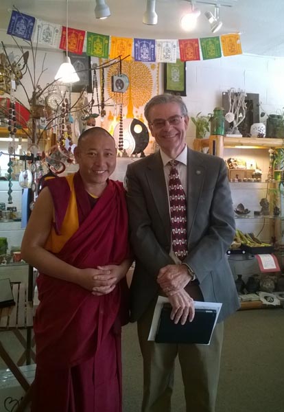 Mayor Steve Martin poses with one of the Visiting Monks. Photo Courtesy of Steve Martin.