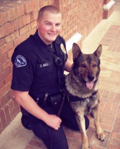 Officer Chris Hall and his canine, Atza. Courtesy of Atascadero Police Department.