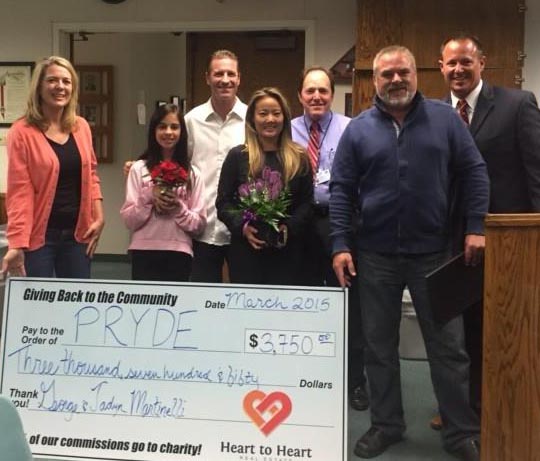 Pictured left to right: Tara Quinn – PRYDE Supervisor; Jayden & George Martinelli – clients; Liz Lee Marziello owner of Heart to Heart; Field Gibson -PRPS Board member; Mark O’Connell - owner of Heart to Heart; Chris Williams - Superintendent of PRPS.