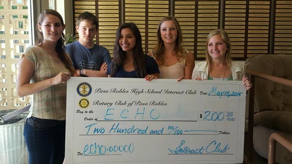 Left to right: Mimi Rodriguez from ECHO, Jesse Palmer, Kaitlin Covarrubias, Alissa King and Tatum Van Horn, Paso Robles High School Interact Club. Courtesy photo.