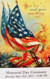 The program from Monday's Memorial Day Ceremony share the sentiment, "But his soul goes marching on."