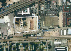 An arial shot showing the proposed site.