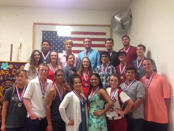 Front Row (L to R): Nicole Landon (Varsity Diving), Joshua Warren (JV Boys Golf), Matthew Trout (JV Boys Tennis), Emmaline Voorheis (JV Girls Swimming), Cecilia Ramirez (Varsity Girls Swimming), Nichole Raithel (Varsity Softball), Sebastian Ouellette (Varsity Boys Tennis), Zachary Smith (Varsity Boys Golf) Middle Row: Gwen Lundy (Varsity Girls Track & Field), Cara Jones (JV Girls Track & Field), Ryland Patti (JV Boys Track & Field), Hannah Holmes (JV Softball), Matthew Rosas (JV Boys Volleyball), Jeffrey Snowbarger (JV Baseball), Riley Rookus (Varsity Boys Volleyball), Top Row: Jacob Espinoza (Freshman Baseball) Ty Jones (Varsity Boys Track & Field), Grant Scheiffele (Varsity Boys Swimming), Brennen Jokel (JV Boys Swimming), Jonathon Baldwin (Varsity Baseball). Courtesy photo.