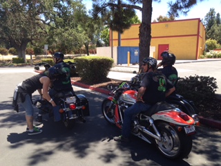 Groups of bikers, like this one outside Motel 6, visited Paso Robles this weekend.