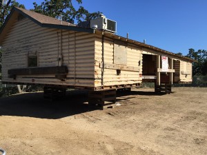 This historic cabin sits on blocks at its new home on Capistrano Avenue in Atascadero. It will be a part of a cultural heritage center. Photo by Paula McCambridge