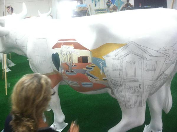Pictured here is the early stages of the painting on the sculpture.