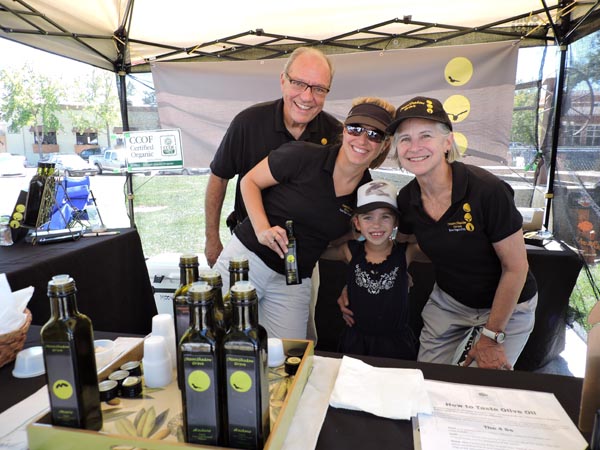 Diane and Rich Mathews, Lauren Alcoser and grandaughter Cora Shady of Moonshadow, which is the oldest operating organic olive grove in California.