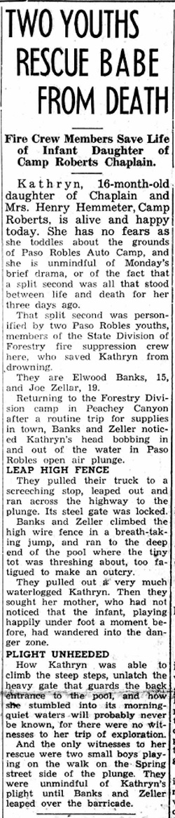 News clip from the Paso Robles Press, Aug. 28, 1941.