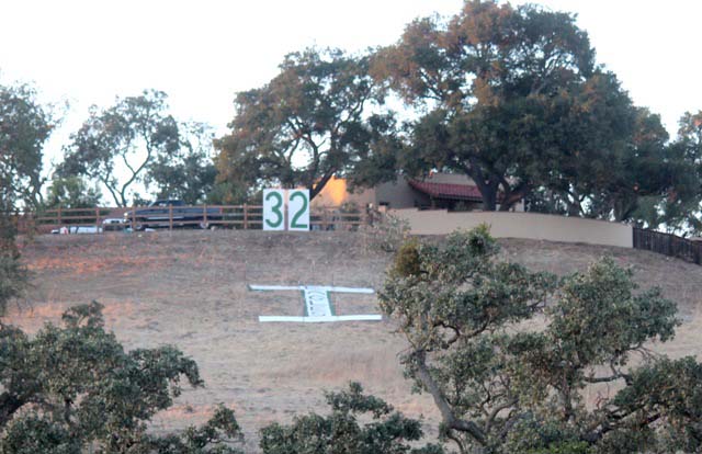 The infamous “T” on the hill overlooking the Templeton High football stadium has been rearranged into an “I" as a gesture of support for Isaac Lindsey. Photo by Penny Fuentes