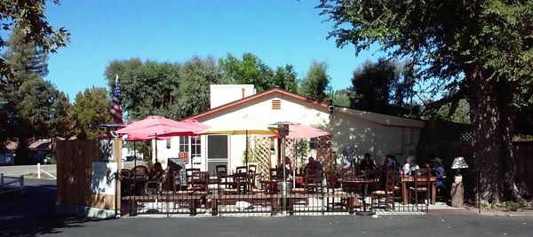 AJ's outside patio dining area.