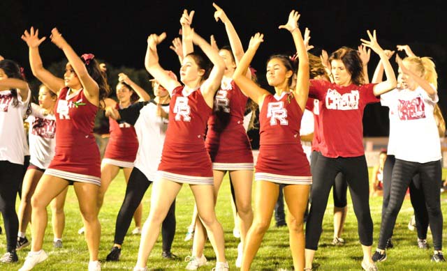 The PRHS cheer and dance teams perform during half-time.