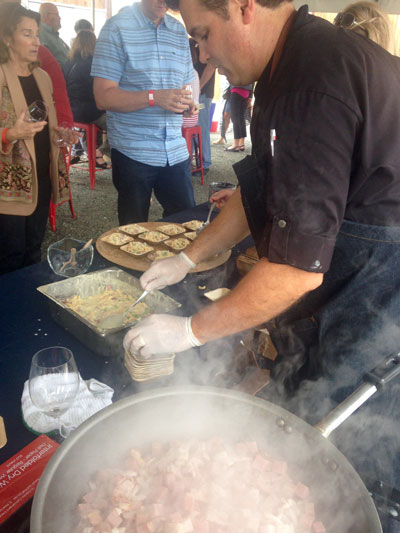 Chef Gregg Wangard serving up Bacon Carbonara.