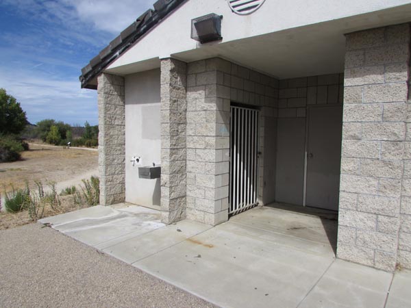 Locked and vandalized restroom