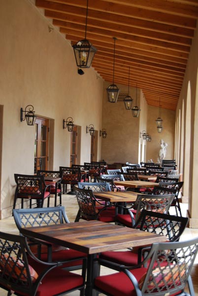 The outdoor dining area at Cello.