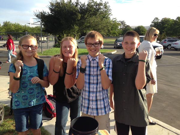 Students at San Benito sporting their "Team Josh" bracelets. Courtesy photo.