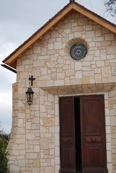 The resort has a small, outdoor chapel on the property, complete with exposed wooden beams and stained glass.