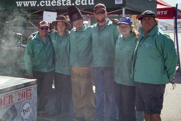 Cuesta College’s 2015 Welding Thunder team members (left to right) Billy Pierce, Erin Anderson, Trevor Poindexter, Joey Grant, Virginia Nicolaisen and instructor Mike Fontes. Courtesy photo.