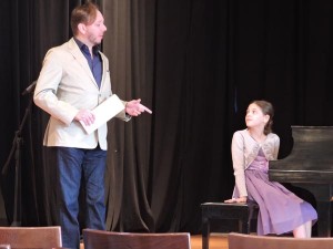 Piano competition winner Sarah Girges recieves feedback from master pianist
