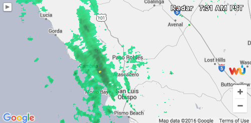 Weather radar as of 7:30 a.m. Monday morning shows the first storm in the series expected in the next week.