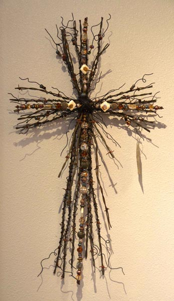 Handmade cross by artist Janet Lynn.