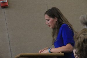Parents and president of the San Gabriel Road Elementary School Parent Teacher Association, Jodie Cohen, tells the court of how Bret Landon's actions affected her personally. Photo by Heather Young