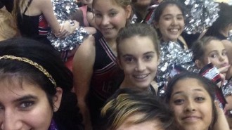 Sondra Williams and cheerleaders