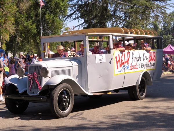 The Estrella Warbirds Museum drove their "almost completely restored" school bus and is currently looking for donations to complete it.