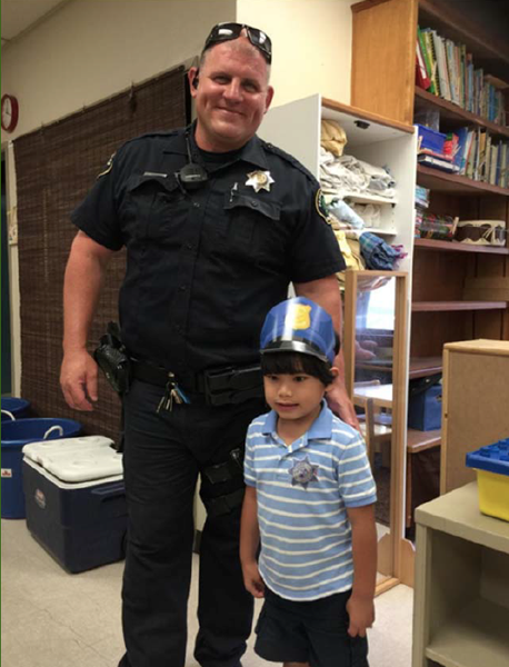 Officer Michael Rickerd and 4-year-old Nathan Flores. Courtesy photos.