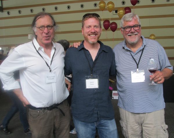Rhone Rock Stars, legendary winemaker Randall Graham of Bonny Doon Vineyard, Jason Haas of Tablas Creek Vineyards and Winery and Bob Lindquist of Qupe Wines at the Los Angeles tasting of California Rhone Rangers. All photos by Mira Advani Honeycutt