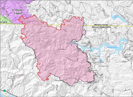Map of the Chimney Fire as of Aug. 28.