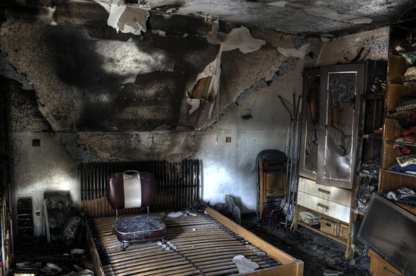 Fire damage in home