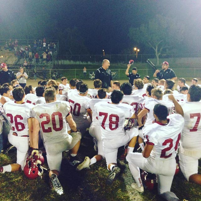 Bearcat football team with a win 31-28 over Cajon. Bearcats go to 4-0 on the season and prepare to take on Clovis North at home next week. Photo from Paso Robles Schools District Athletics Facebook.