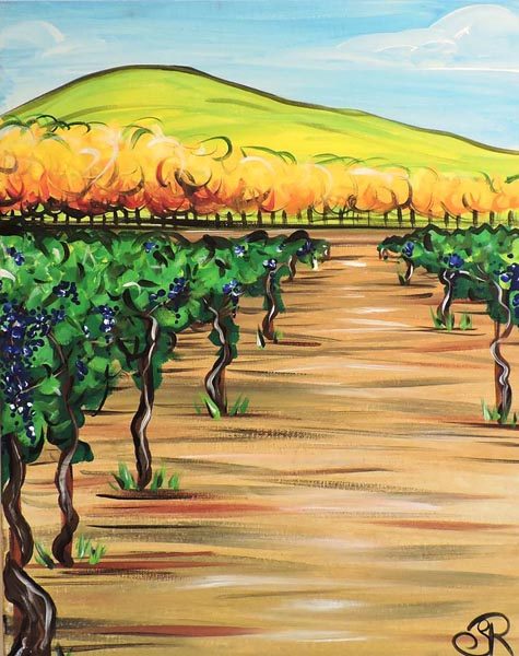 Artist Skye Ravy will offer three fall themed acrylic painting classes through Paso Robles Recreation services including Vineyard Walk, which is featured as the cover of the fall Activity Guide. Ravy will also teach a December wreath making class using fresh greens.