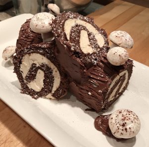 Traditional Bûche de Nöel log-shaped Christmas cake