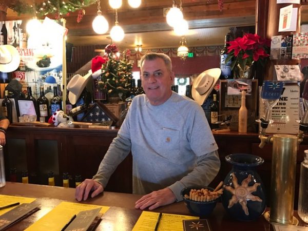 Vintner Tobin James at the historic 1860s Brunswick bar counter that anchors the wild west style tasting room Photos by Mira Advani Honeycutt