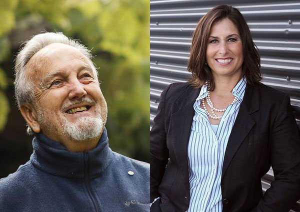 Jim Brabeck, outgoing President/CEO of Farm Supply, and Cara Crye, his replacement.