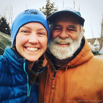A selfie by Brittany App with Alabama photographer John Wathen at Standing Rock.