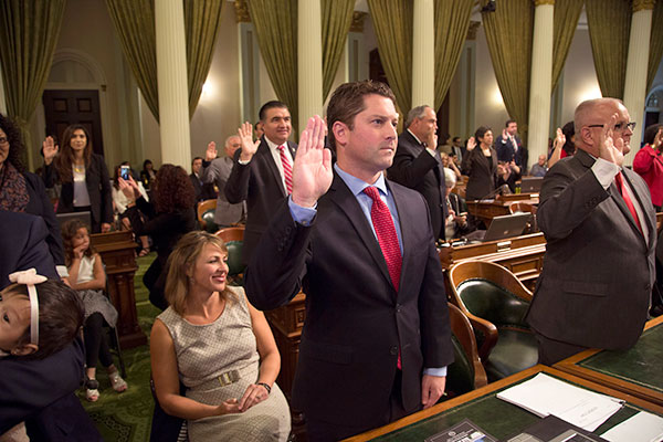 Jordan Cunningham being sworn in as the new Assemblyman for the 35th District.